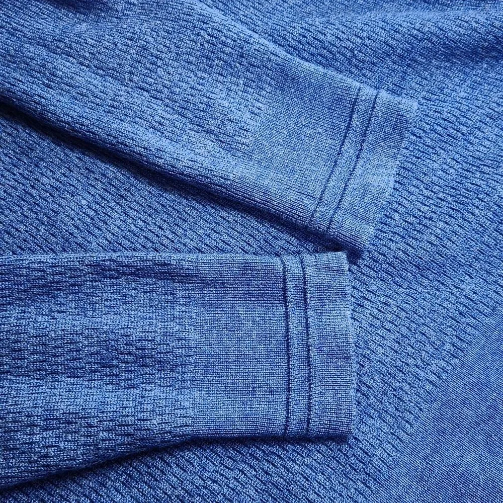 Banana Republic Extra Fine Merino Wool Thermal-Knit Crewneck Sweater Blue Mens L